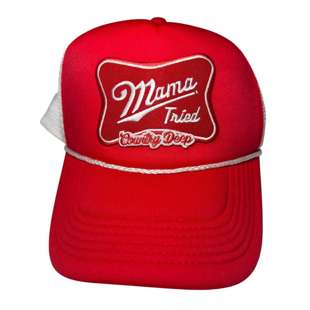 Red White Mama Tried Country Deep Trucker Hat Outdoor‎ Cap Adult Adjustable NWOT
